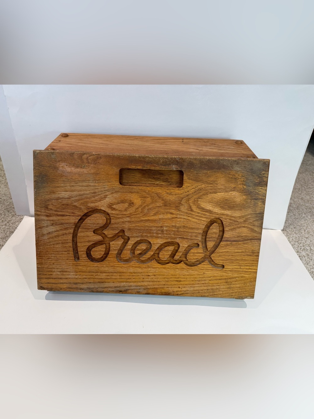 Vintage Solid Wood Bread Box - Rustic Kitchen Cottagecore
